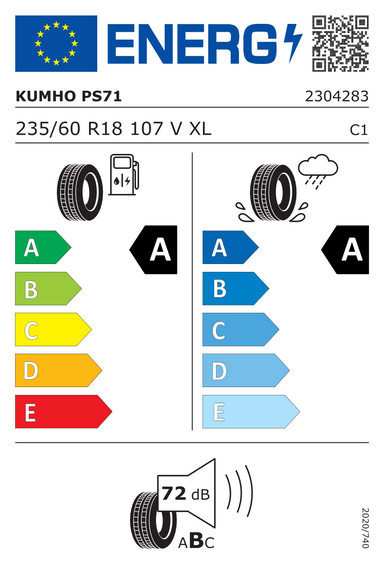Pneus Kumho Ecsta PS71 XL 235/60 R18 107V