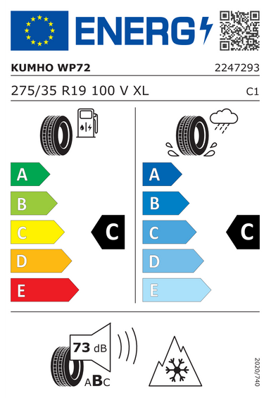 Pneus Kumho WinterCraft WP72 XL FSL 275/35 R19 100V