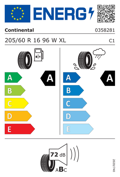 Pneus Continental EcoContact 6 XL 205/60 R16 96W