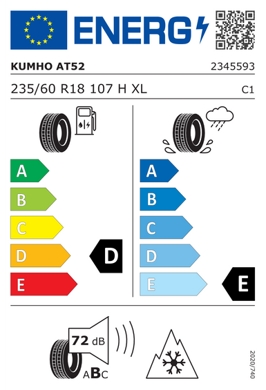Pneus Kumho ROAD VENTURE AT52 XL 235/60 R18 107H
