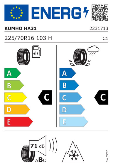 Pneus Kumho SOLUS 4S HA31 SUV 225/70 R16 103H